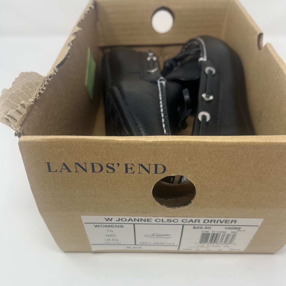 LANDS' END Loafers Joanne Classic Car Driver Shoes Black Leather Women's 7.5 NEW - Picture 9 of 9